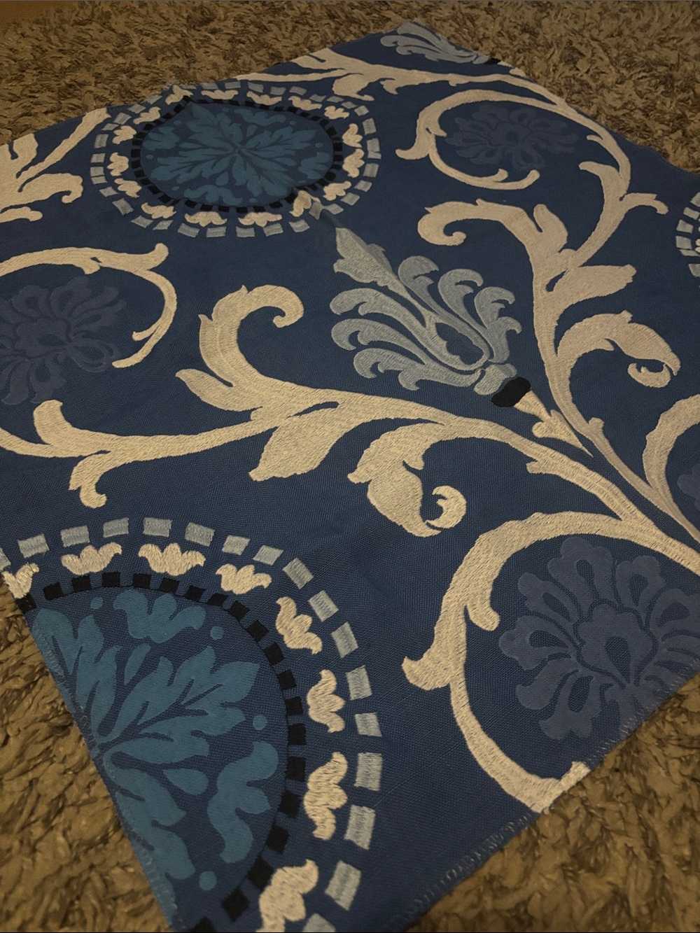 Thibaut Caravan Navy Blue and White Fabric Sample.